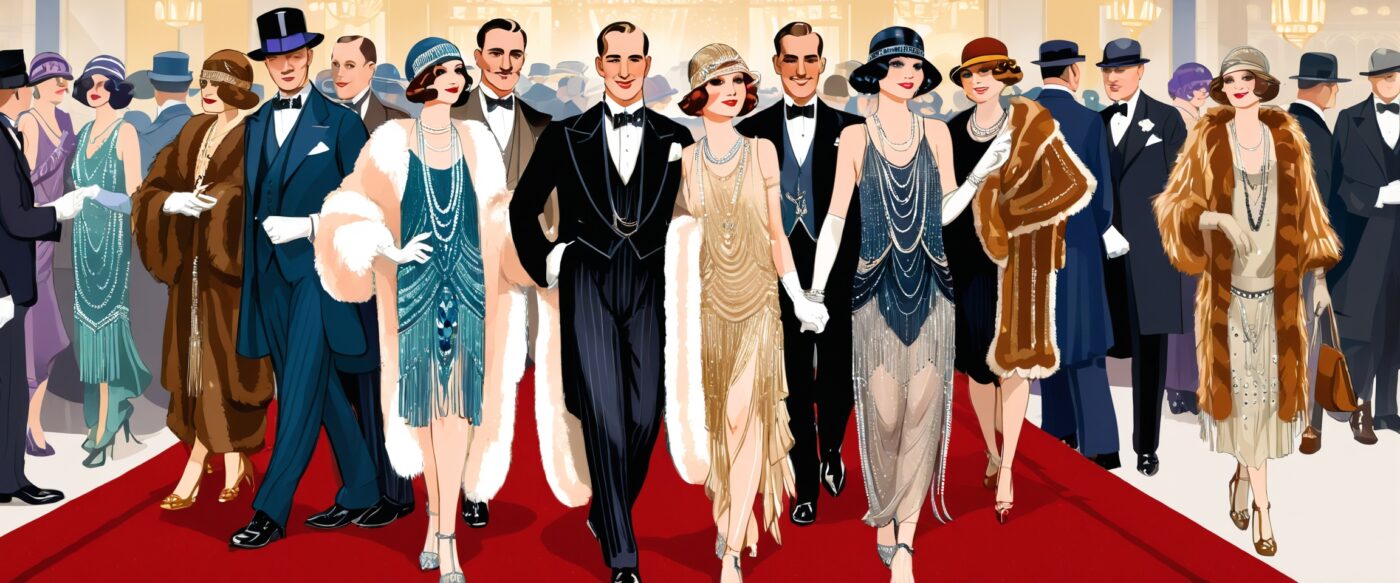 famous figures in the 1920's walking the red carpet