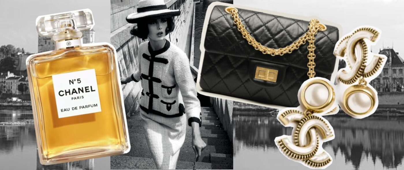 a collage of famous chanel pieces