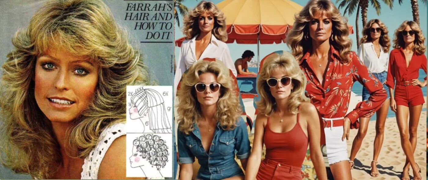 A collage of Farrahs signature looks